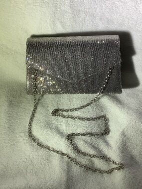 Silver Glitter Envelope Evening Crossbody/Clutch